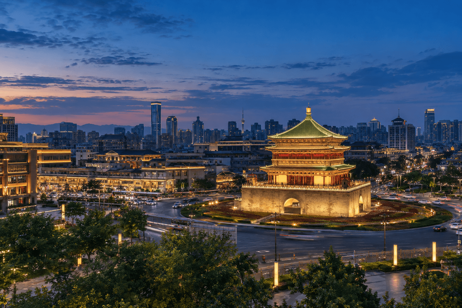 Xi’an city at blue hour